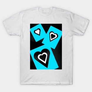 Hearts in Black Turquoise and White No Text T-Shirt